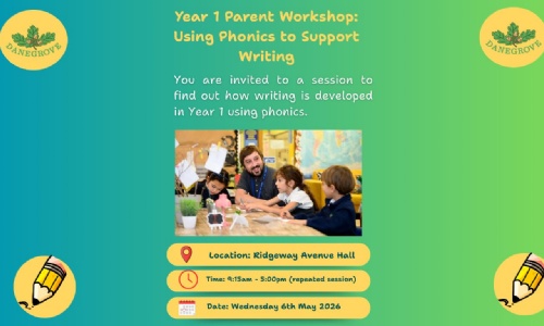 image showing Year 1 Parent Workshop - Using Phonics to support writing